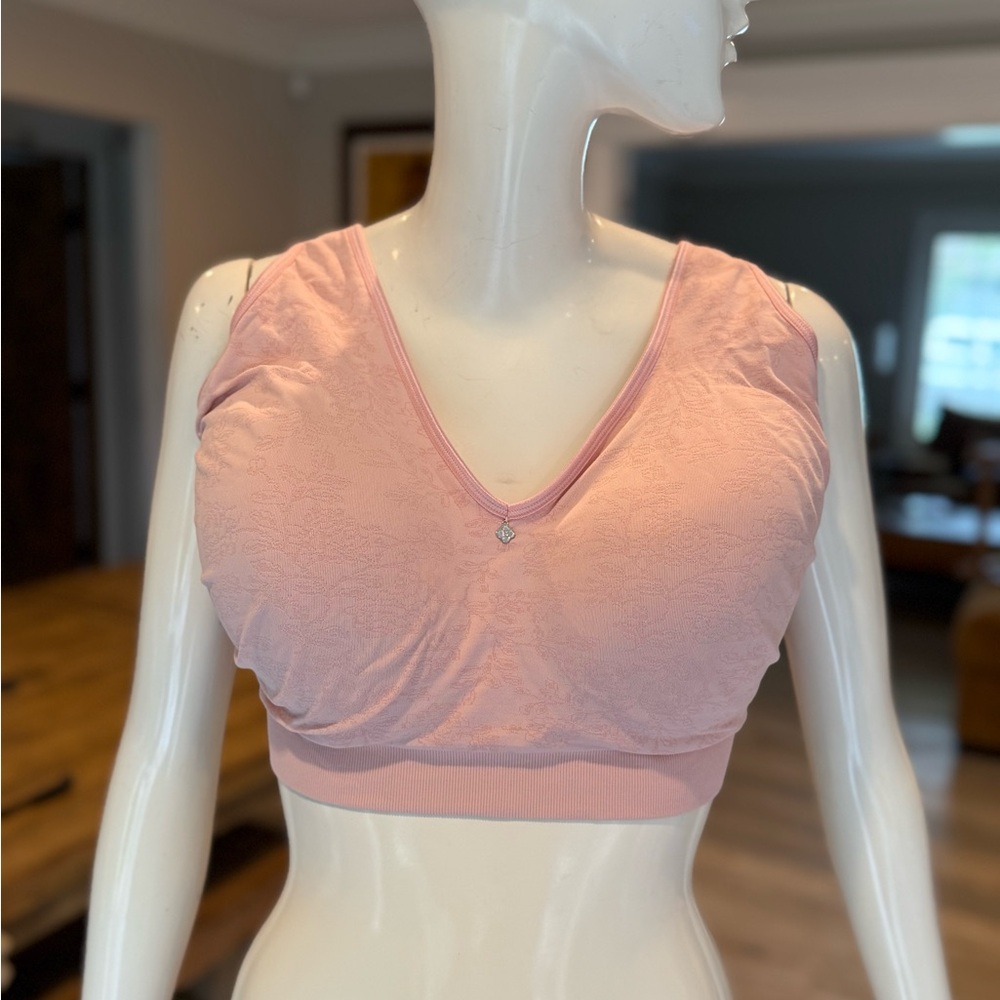 Breezies Pink V-Neck Bra with Ruching